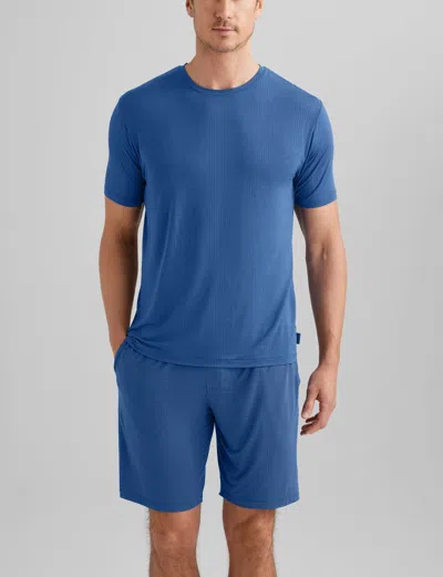 Tommy John Men's Second Skin Luxe Rib Sleep T-shirt In Blue