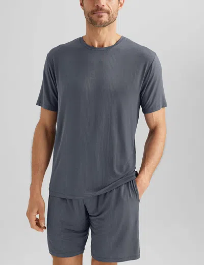 Tommy John Men's Second Skin Luxe Rib Sleep T-shirt In Gray