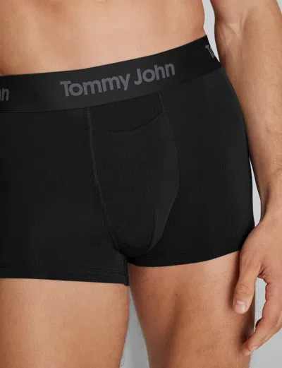 Tommy John Men's Second Skin Luxe Rib Square Cut 2" Boxer Brief In Black