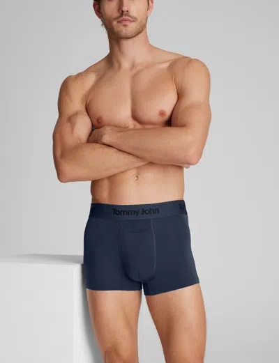 Tommy John Men's Second Skin Luxe Rib Square Cut 2" Boxer Brief In Blue