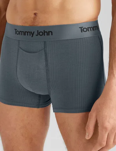 Tommy John Men's Second Skin Luxe Rib Square Cut 2" Boxer Brief In Gray