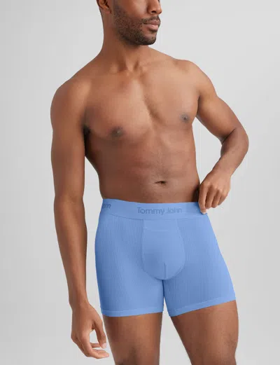 Tommy John Men's Second Skin Luxe Rib Trunk 4" Boxer Brief In Blue