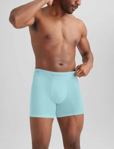 Tommy John Men's Second Skin Luxe Rib Trunk 4" Boxer Brief In Blue