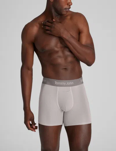 Tommy John Men's Second Skin Luxe Rib Trunk 4" Boxer Brief In Gray