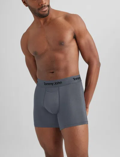 Tommy John Men's Second Skin Luxe Rib Trunk 4" Boxer Brief In Gray