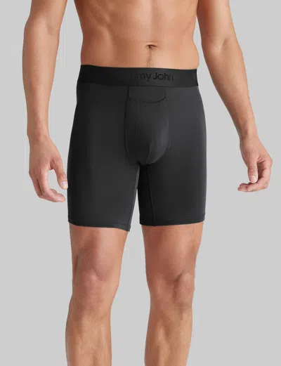 Tommy John Men's Second Skin Mid-length Boxer Brief 6" In Black