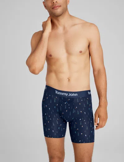 Tommy John Men's Second Skin Mid-length Boxer Brief 6" In Blue