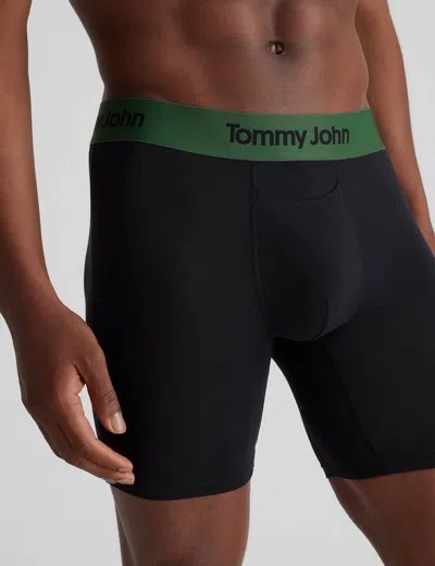 Tommy John Men's Second Skin Mid-length Boxer Brief 6" In Black