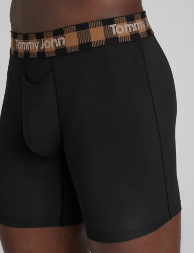 Tommy John Men's Second Skin Mid-length Boxer Brief 6" In Black