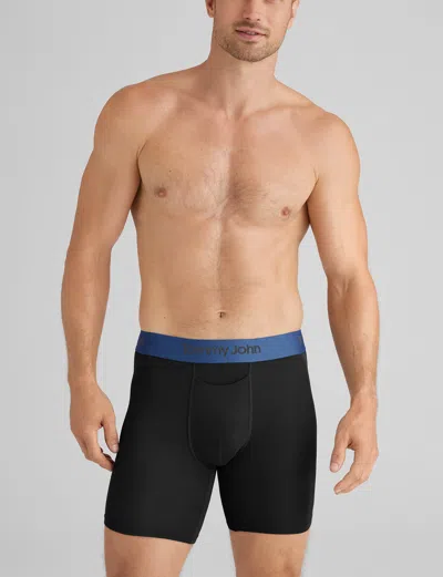 Tommy John Men's Second Skin Mid-length Boxer Brief 6" In Black