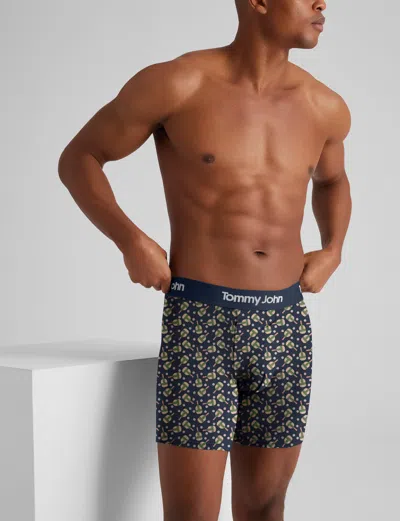 Tommy John Men's Second Skin Mid-length Boxer Brief 6" In Blue