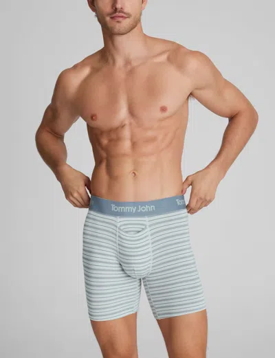 Tommy John Men's Second Skin Mid-length Boxer Brief 6" In Blue