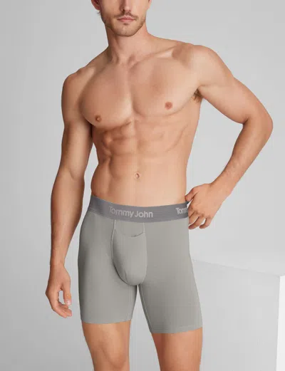Tommy John Men's Second Skin Mid-length Boxer Brief 6" In Gray