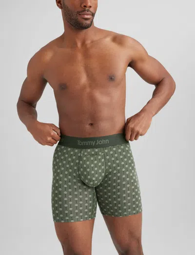 Tommy John Men's Second Skin Mid-length Boxer Brief 6" In Green