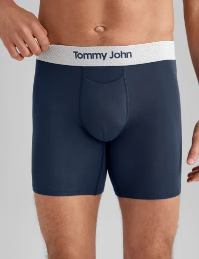 Tommy John Men's Second Skin Mid-length Boxer Brief 6" In Blue
