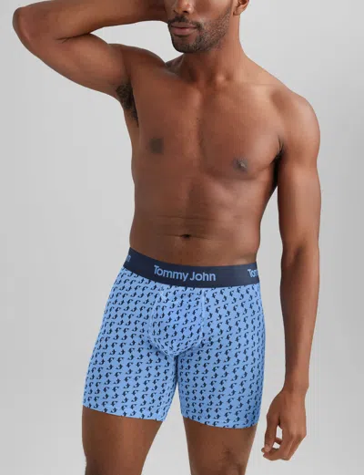 Tommy John Men's Second Skin Mid-length Boxer Brief 6" In Blue