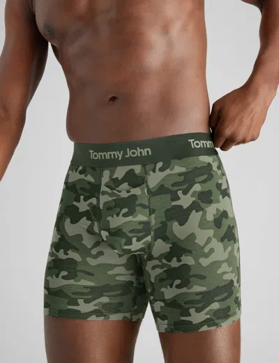 Tommy John Men's Second Skin Mid-length Boxer Brief 6" In Green