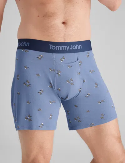 Tommy John Men's Second Skin Relaxed Fit Boxer 6" In Colony Blue Flying South
