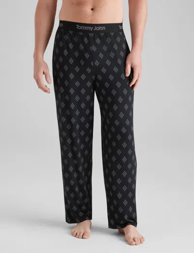Tommy John Men's Second Skin Sleep Pant In Black Rhombuses