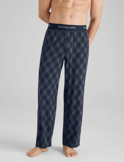 Tommy John Men's Second Skin Sleep Pant In Blue Diamond Plaid