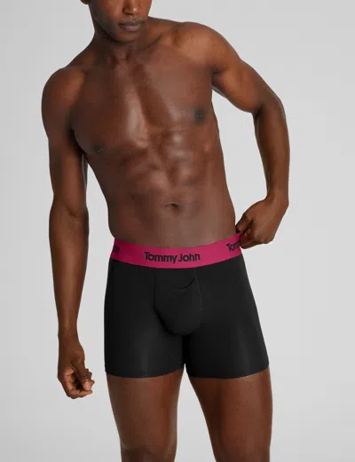 Tommy John Men's Second Skin Trunk 4" Boxer Brief In Black