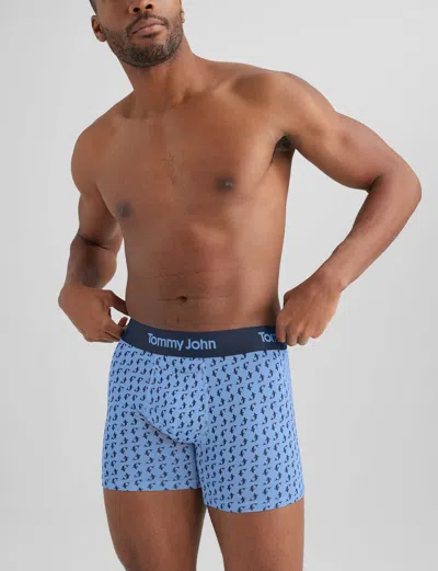Tommy John Men's Second Skin Trunk 4" Boxer Brief In Blue