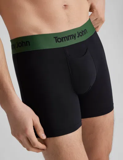 Tommy John Men's Second Skin Trunk 4" Boxer Brief In Black