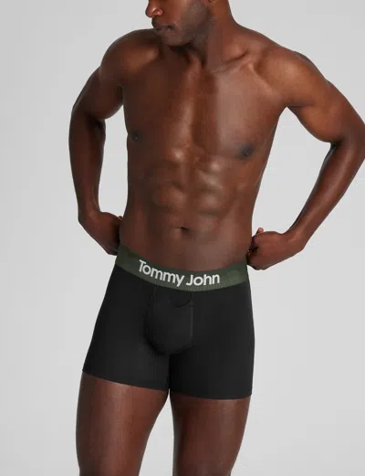 Tommy John Men's Second Skin Trunk 4" Boxer Brief In Black