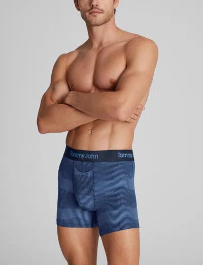Tommy John Men's Second Skin Trunk 4" Boxer Brief In Blue