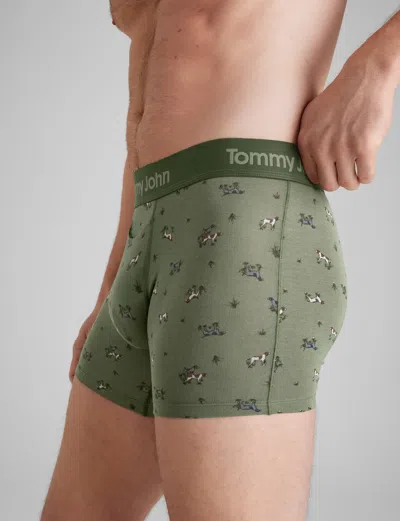 Tommy John Men's Second Skin Trunk 4" Boxer Brief In Green