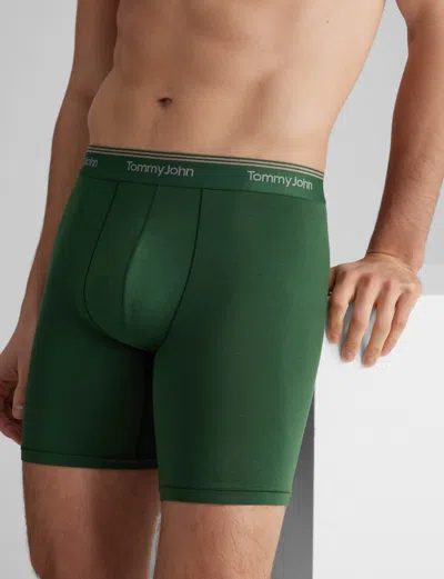 Tommy John Men's Ultra Soft Flex Mid-length Boxer Brief 6" In Green
