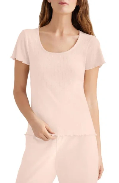 Tommy John Pointelle Rib Lounge T-shirt In Pink