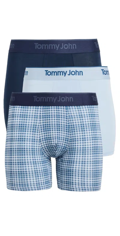 Tommy John Second Skin 4 Trunks 3 Pack Dressblues/skyway/flannelsprin In Blue