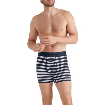 Tommy John Second Skin 4-inch Boxer Briefs In Dress Blues Rugby Stripe