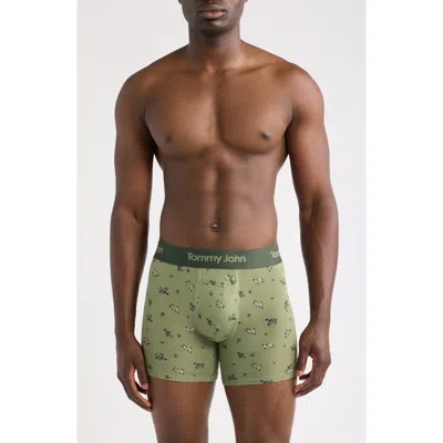 Tommy John Second Skin 4-inch Boxer Briefs In Oil Green Pointer Dogs
