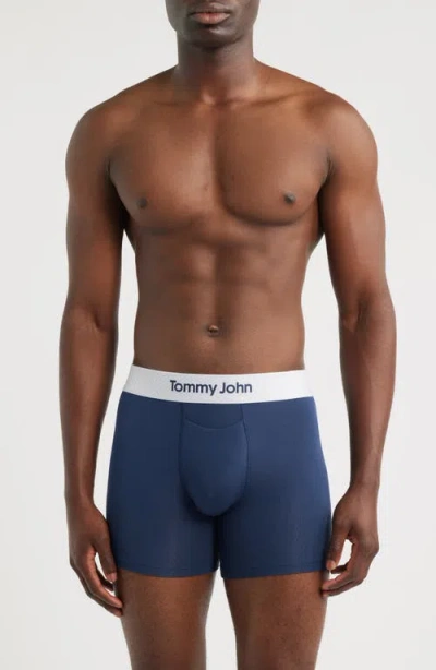 Tommy John Second Skin 4-inch Golf Ball Waistband Stretch Modal Boxer Briefs In Blue