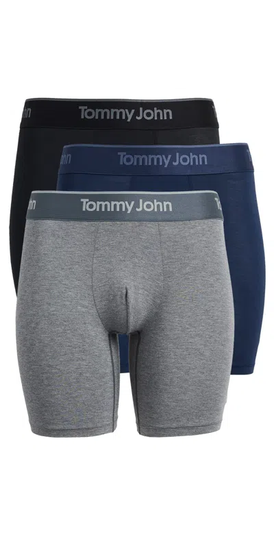 Tommy John Second Skin 6 Boxer Briefs 3 Pack Black/medheathergrey/dressblue In Multi