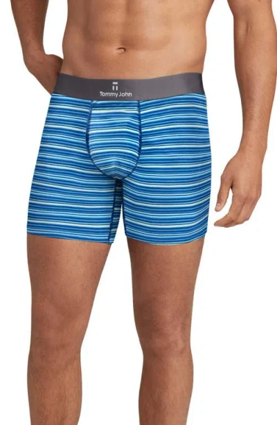 Tommy John Second Skin 6-inch Boxer Briefs In Estate Blue Chase Stripe