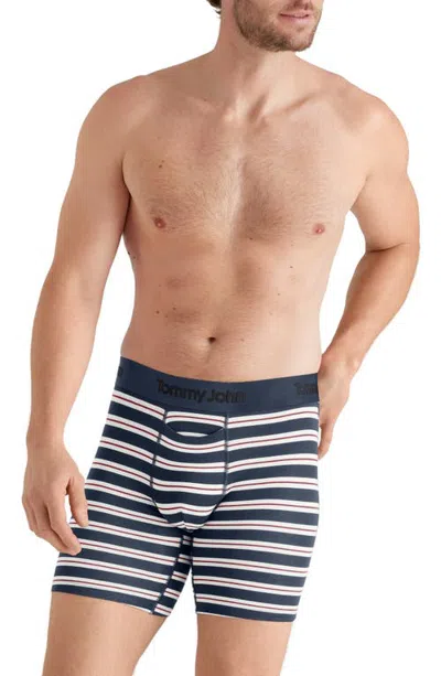 Tommy John Second Skin 6-inch Boxer Briefs In Dress Blues Rugby Stripe