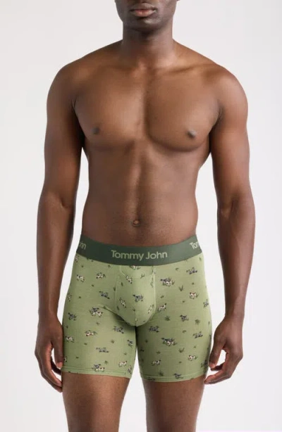 Tommy John Second Skin 6-inch Boxer Briefs In Oil Green Pointer Dogs
