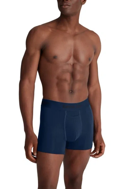 Tommy John Second Skin Luxe Rib 4-inch Boxer Briefs In Blue