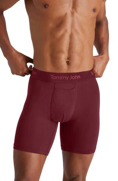 Tommy John Second Skin Luxe Rib 6-inch Boxer Briefs In Cabernet