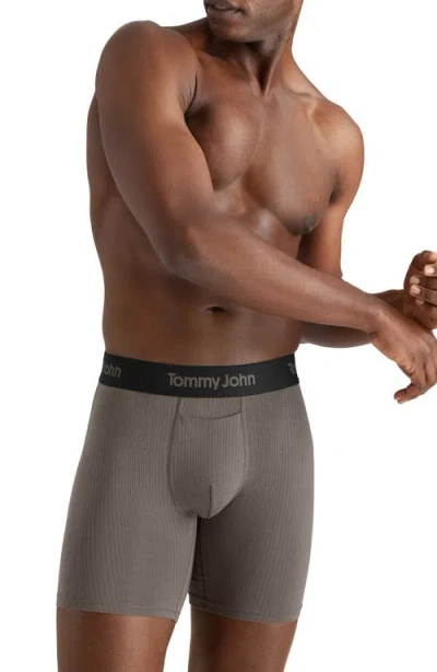 Tommy John Second Skin Luxe Rib 6-inch Boxer Briefs In Gray