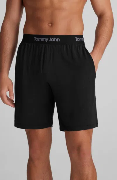 Tommy John Second Skin Luxe Rib Pajama Shorts In Black