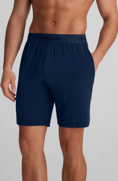 Tommy John Second Skin Luxe Rib Pajama Shorts In Dress Blues