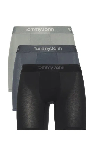 Tommy John Second Skin Modal 3 Pack 6 Boxer Brief In Black  Turbulence  & Monument