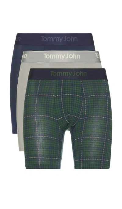 Tommy John Second Skin Modal 3 Pack 6 Boxer Brief In Dress Blues  Monument  & Greener Pasture
