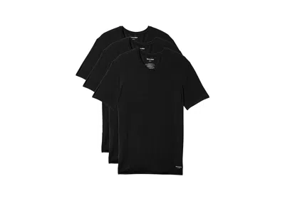 Tommy John Second Skin Modal V-neck Stay Tucked Undershirt 3-pack In Black