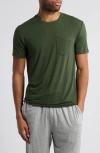 Tommy John Second Skin Pocket Sleep T-shirt In Dark Olive
