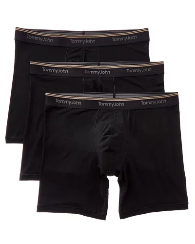 Tommy John Set Of 3 Ultra Soft Flex 6in Boxer Brief In Black